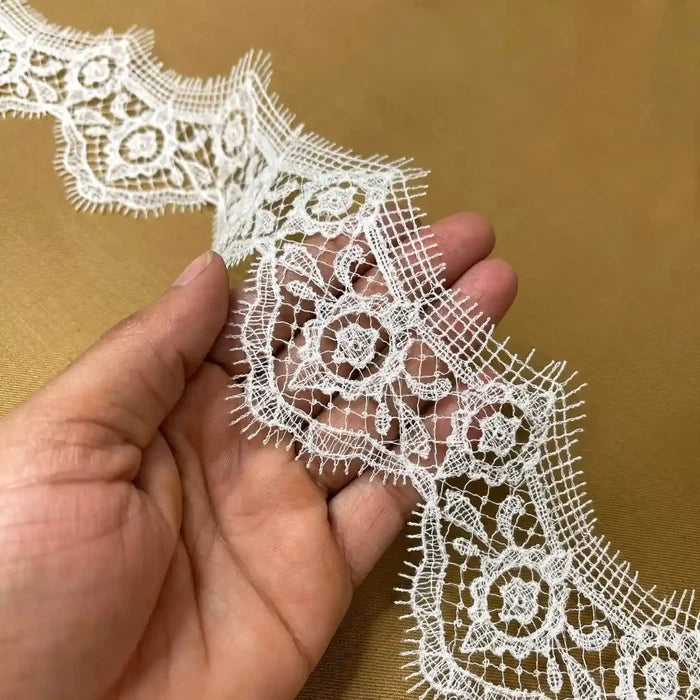 Classic Floral Scallop Lace Trim | Width 8.1cm (3.2 inches) 81mm | SKU-FML-17