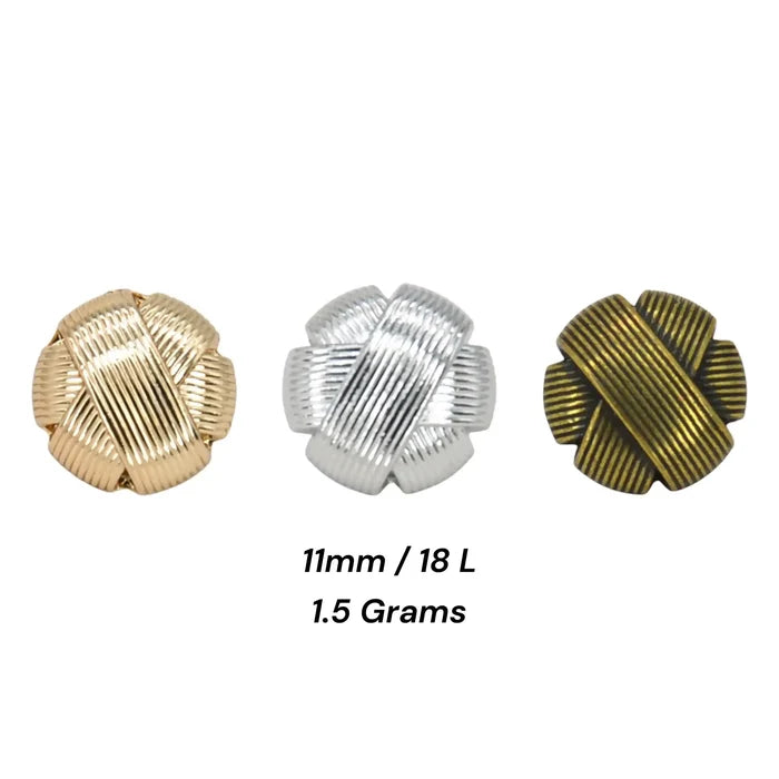 Classic Knot Design with Ribbed Texture Metal Button | 11mm (18L)