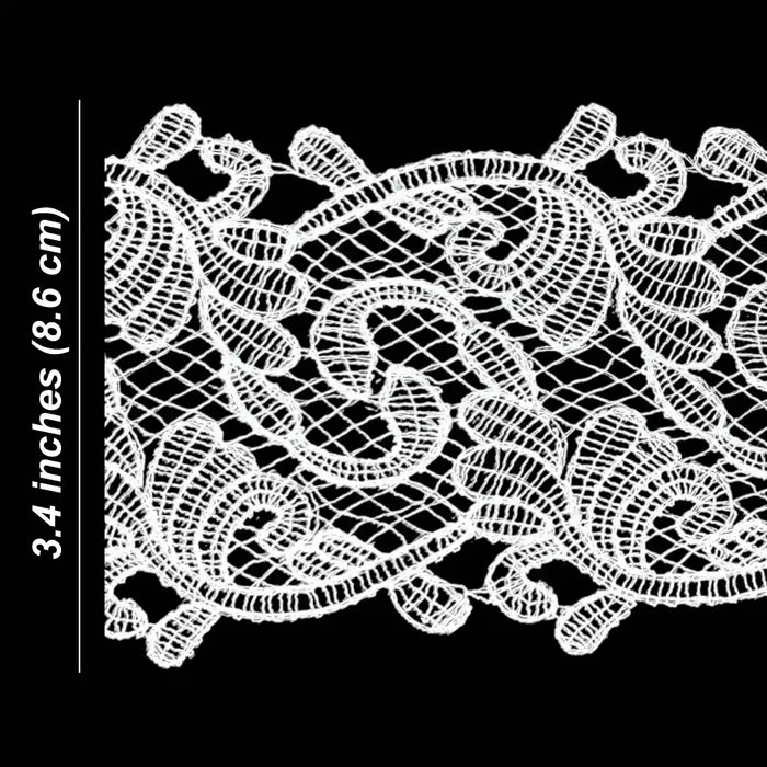 Classic Scroll Motif Lace Border | Width 8.6cm (3.4 inches) 86mm | SKU-FML-22