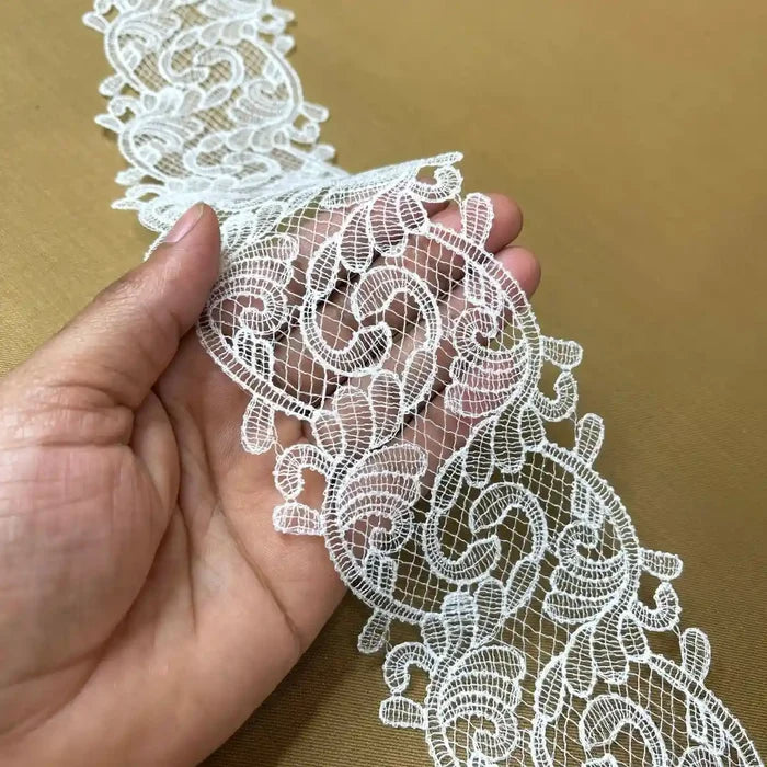 Classic Scroll Motif Lace Border | Width 8.6cm (3.4 inches) 86mm | SKU-FML-22