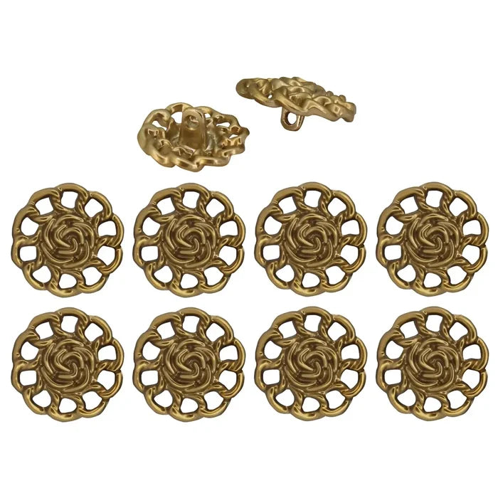 Clothing Gold Floral Design Buttons | 19mm(30L), 21mm(33L) & 23mm (36L)