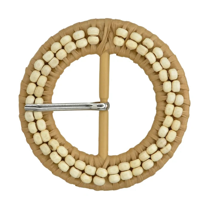 Cognac Beaded Raffia Buckle