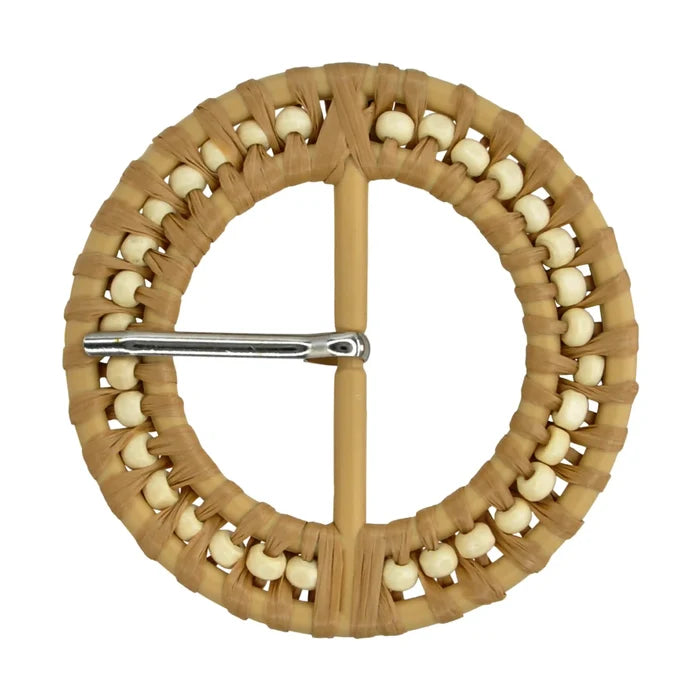 Cognac Beaded Raffia Buckle