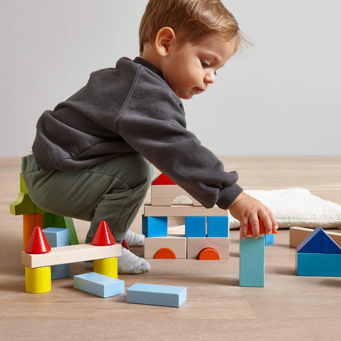 Colored Wooden Building Blocks - 46 Piece Set - Babies in Bloom