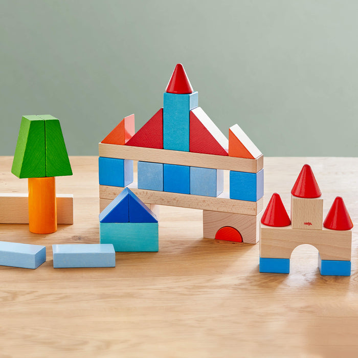 Colored Wooden Building Blocks - 46 Piece Set - Babies in Bloom