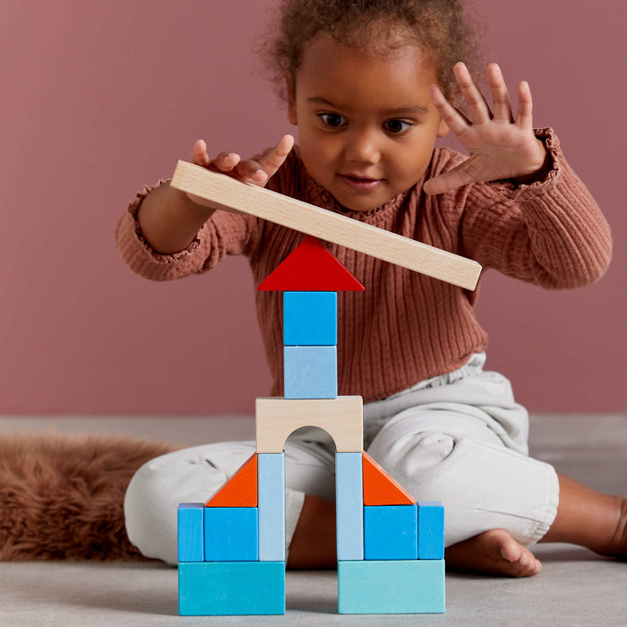 Colored Wooden Building Blocks - 46 Piece Set - Babies in Bloom