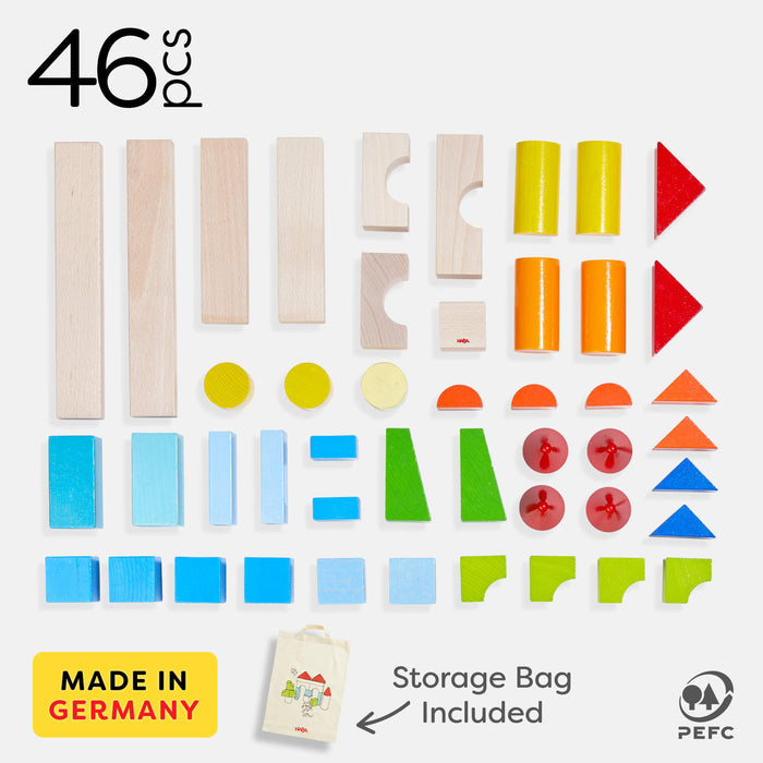 Colored Wooden Building Blocks - 46 Piece Set - Babies in Bloom