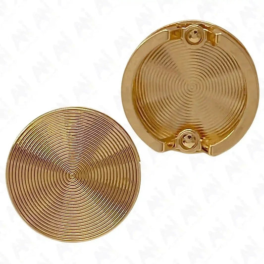 Ani Accessories Concentric Circle Gold Metal Buckle in a white background with front and back design.