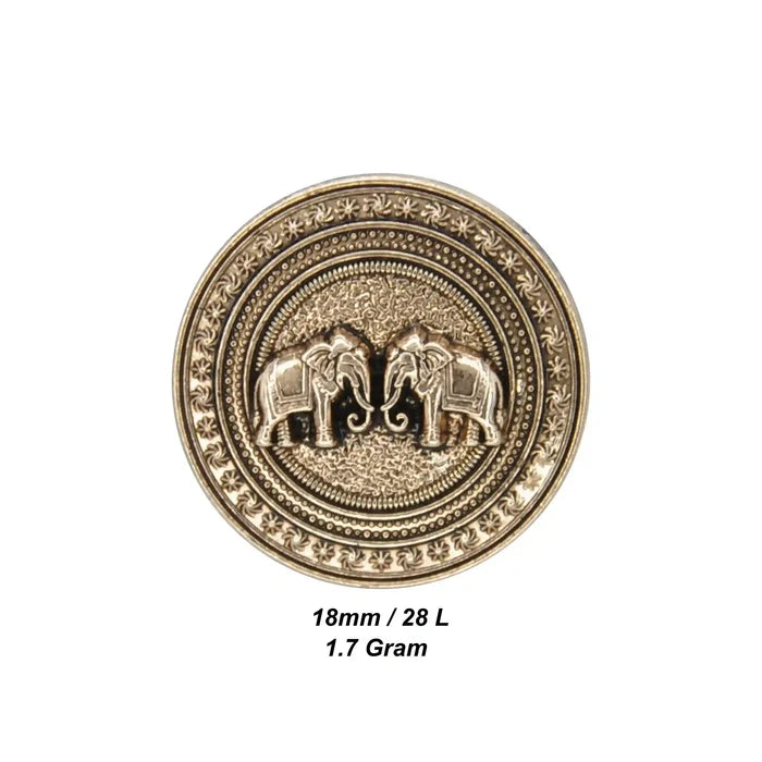 Confronted Elephant Design Metal Buttons | 18mm & 23mm