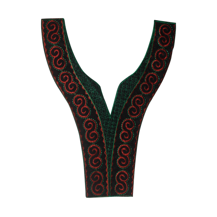 Contrast Green & Red Sweetheart Neckline Yoke