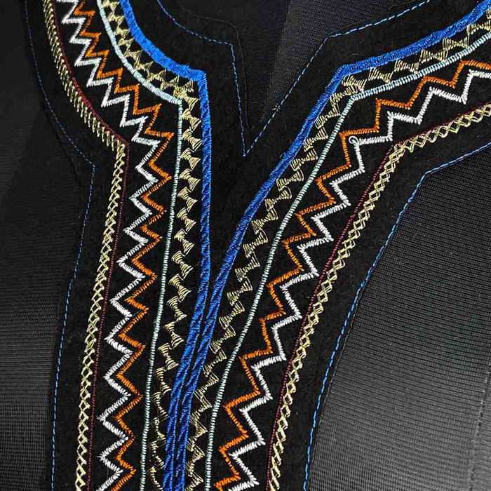 Elegant contrast multicolor embroidered neckline by Ani Accessories with bold ethnic motifs for kurti and festive wear