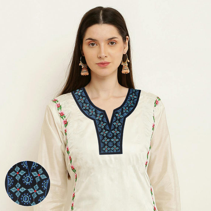 Contrasty Blue Round Scoop Neckline