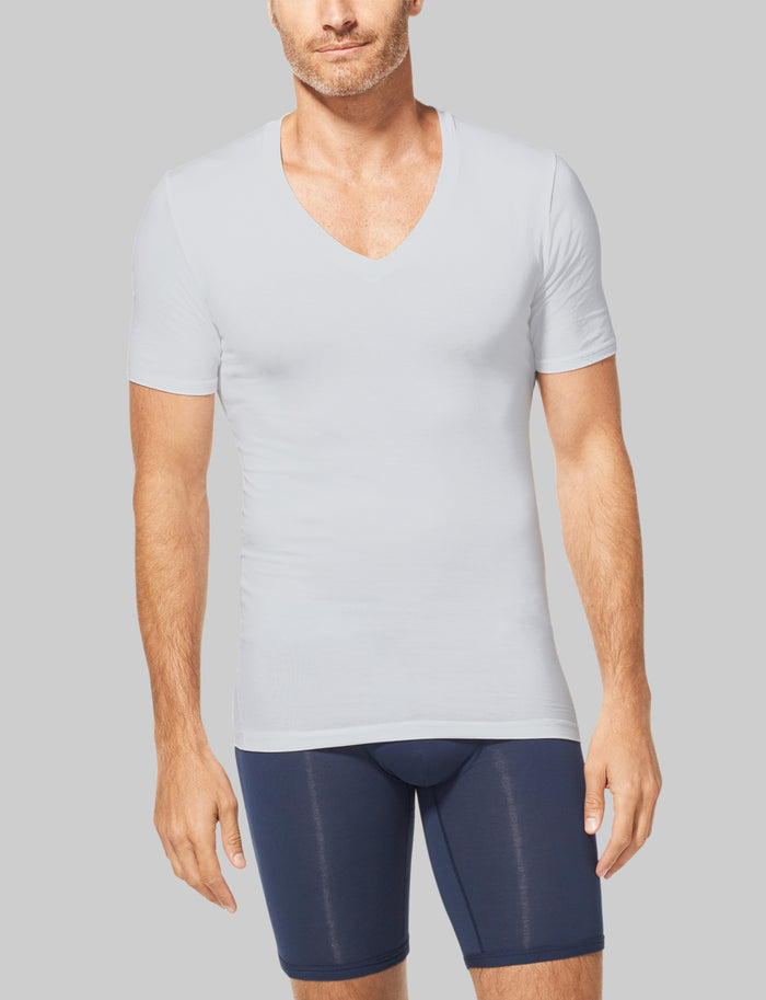 Cool Cotton Deep V-Neck Stay-Tucked Undershirt::Grey