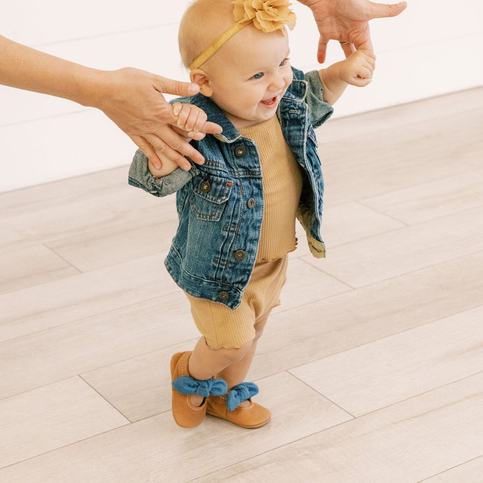 Corduroy Cowgirl Knotted Bow Baby Shoe - Babies in Bloom