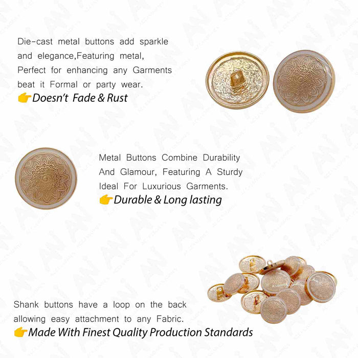 Cosmic Bloom Design Metal Buttons | 18mm(28L) & 21mm(34L)