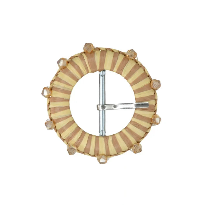 Ani Accessories cowrie shell raffia buckle handmade boho woven straw buckle for belts bags fashion craft DIY decor