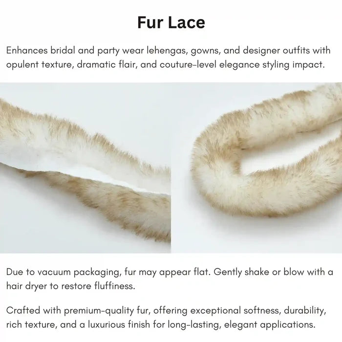 Creame Brown Tone Fur Lace | 2 Meters