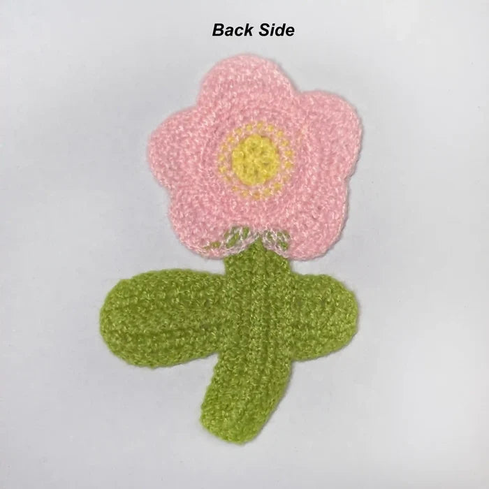 Crochet Flower Patch with Stem and Leaf | 2pc
