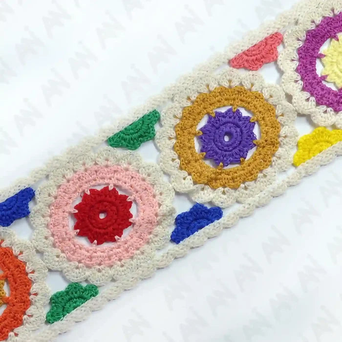 Crocheted Granny Square Lace Trim | 2 Meter
