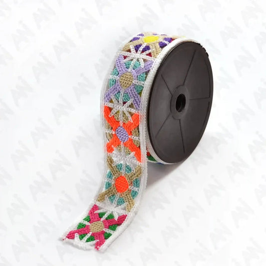 Cross Circle Crochet Multicolor Lace | 2 Meter