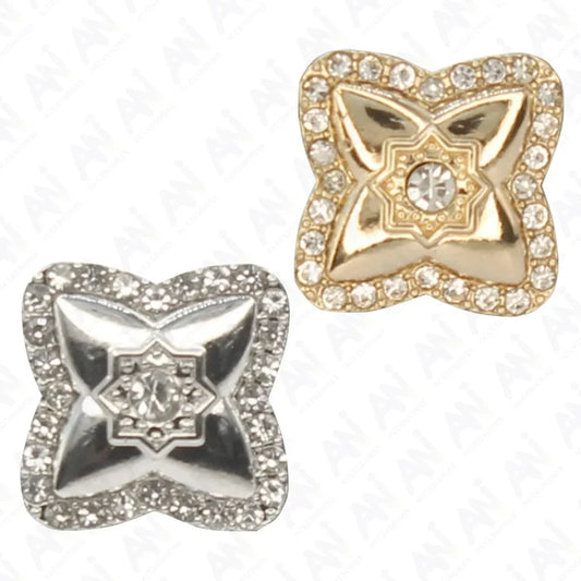 Cross-Shaped Rhinestone Metal Diamond Button | 15mm (24L)