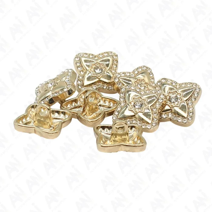 Cross-Shaped Rhinestone Metal Diamond Button | 15mm (24L)