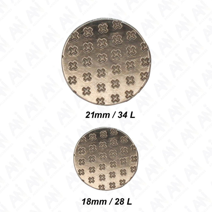 Crosshatch Metal Buttons | 18mm(28L) & 21mm(34L)