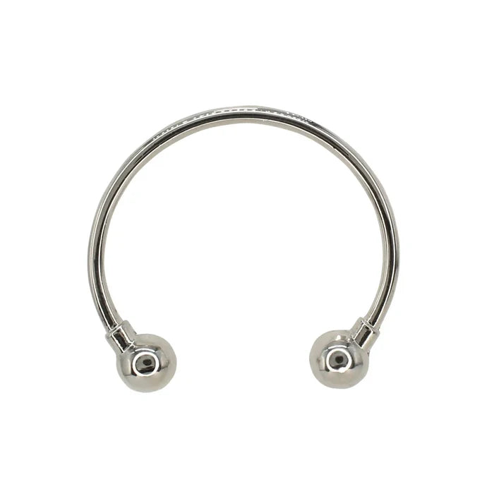 Ani Accessories Curved Circular Elegance Thin Silver Metal Buckle  zooming image in the white background to show the reflection of the buckle.