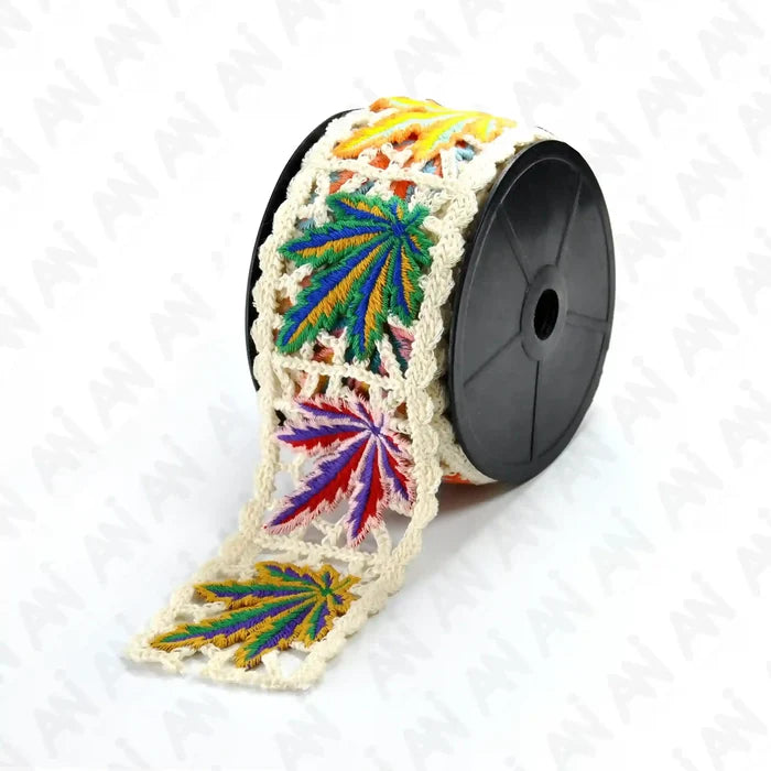 Cut work crocheted leaf motif lace trim for saree, kurti & gowns by Ani Accessories – elegant handcrafted floral design