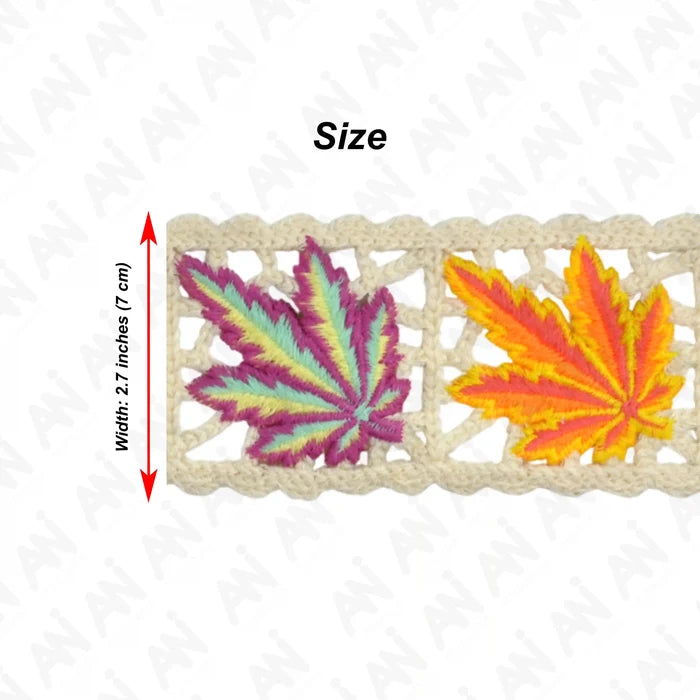 Designer cut work crocheted leaf motif lace trim for dresses & blouses by Ani Accessories – soft detailed finish