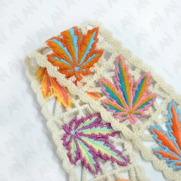Premium cut work crocheted leaf motif lace trim for bridal wear by Ani Accessories – refined ethnic style