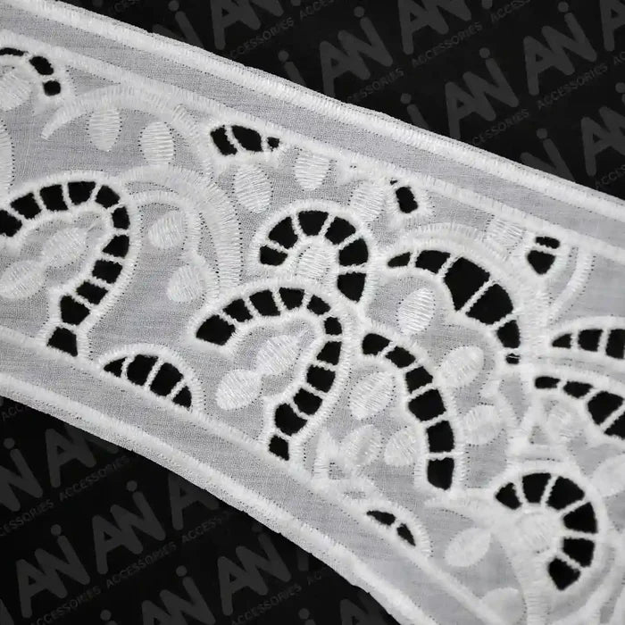 Close up shoot of cutwork yoke neck collar by Ani Accessories crafted for ethnic wear, enhancing kurtis, gowns, and handcrafted designs.