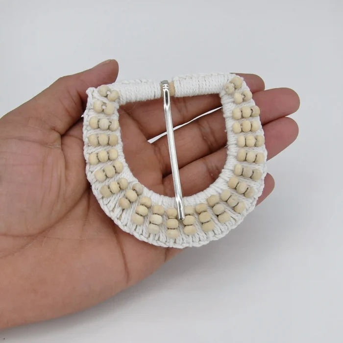 Ani Accessories D prong raffia buckle boho handmade straw woven buckle for belts bags DIY craft decor