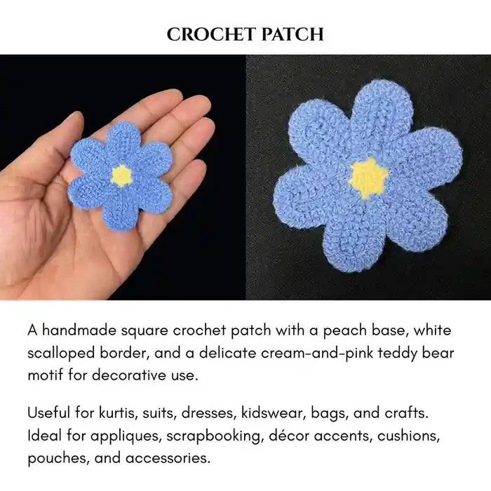 Daisy Flower Crochet Patch | 4 Pieces