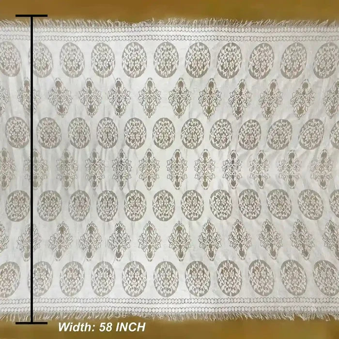 Ani Accessories premium French dyeable fabric damask medallion floral 58 inches for wedding dresses showing size