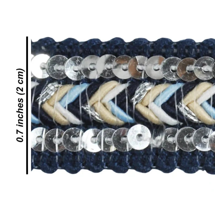 Dark Blue Sequins Lace