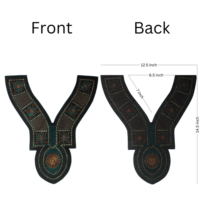 Dark Color Contrast V Shaped Sweetheart Neckline Yoke