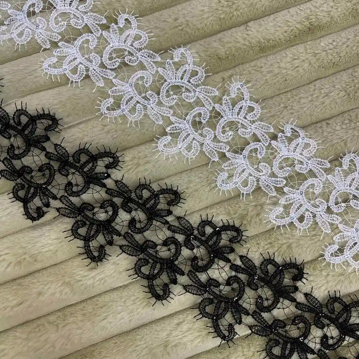 Decorated Floral Design Lace | Width 9.1cm (3.6 inches) 91mm | SKU-FML-13