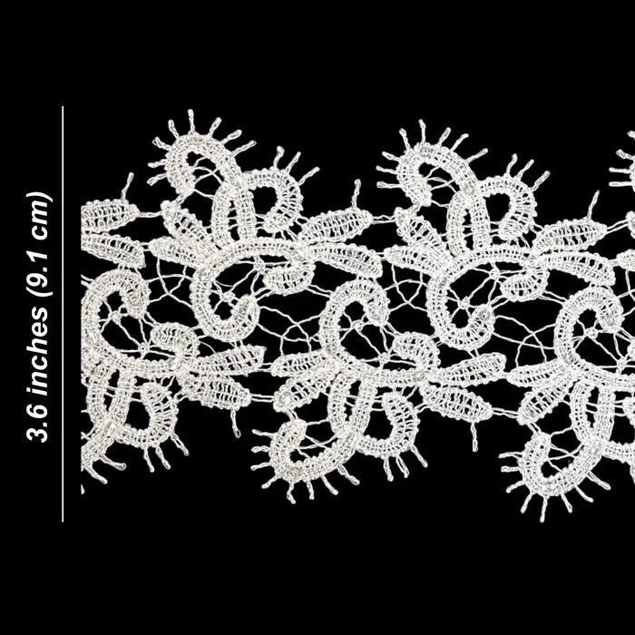 Decorated Floral Design Lace | Width 9.1cm (3.6 inches) 91mm | SKU-FML-13