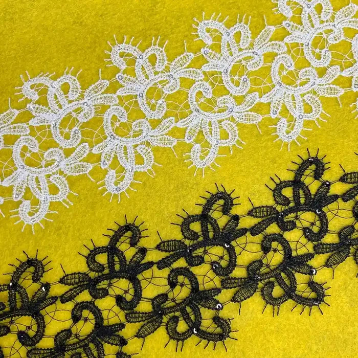 Decorated Floral Design Lace | Width 9.1cm (3.6 inches) 91mm | SKU-FML-13