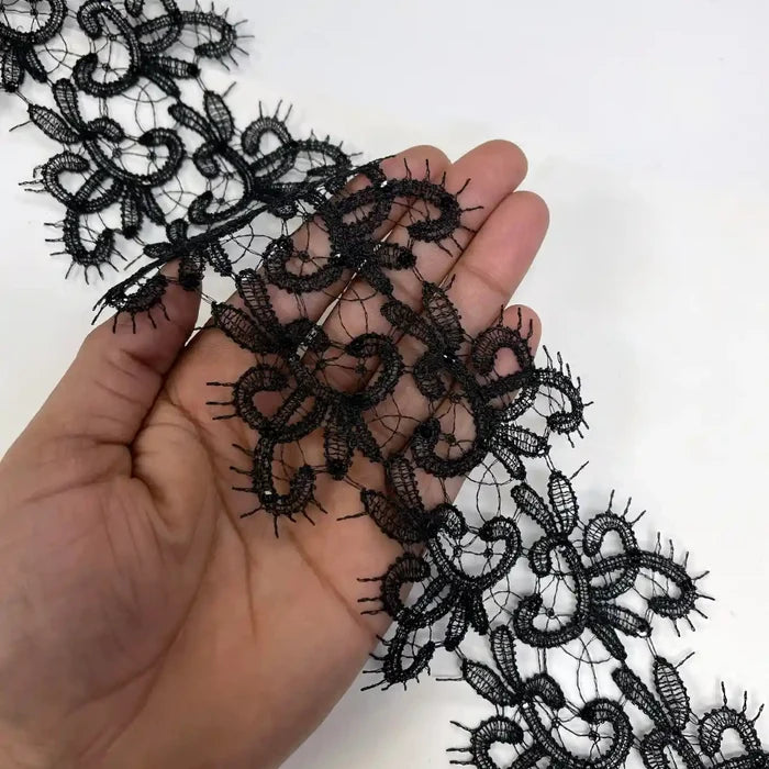 Decorated Floral Design Lace | Width 9.1cm (3.6 inches) 91mm | SKU-FML-13