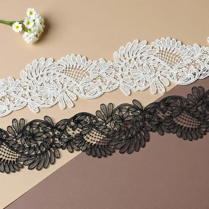 Decorative Leaf Pattern Lace Trim | Width 13.9cm (5.5 inches) 139mm | SKU-FML-36