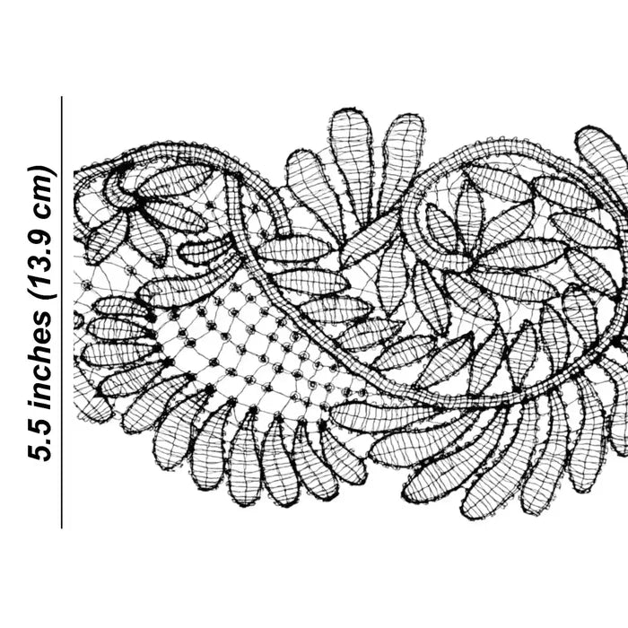 Decorative Leaf Pattern Lace Trim | Width 13.9cm (5.5 inches) 139mm | SKU-FML-36