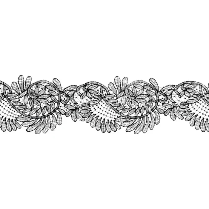 Decorative Leaf Pattern Lace Trim | Width 13.9cm (5.5 inches) 139mm | SKU-FML-36