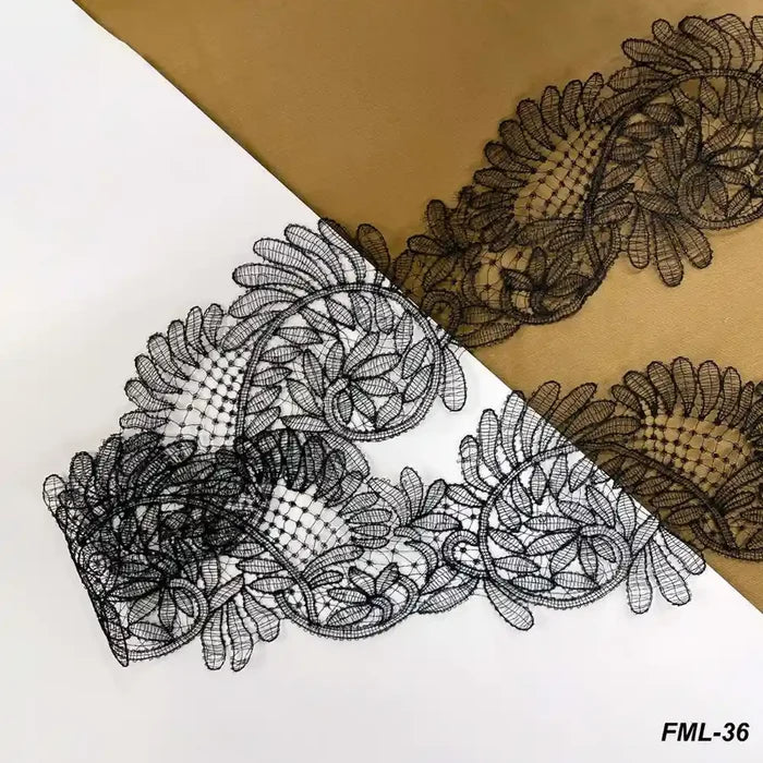 Decorative Leaf Pattern Lace Trim | Width 13.9cm (5.5 inches) 139mm | SKU-FML-36