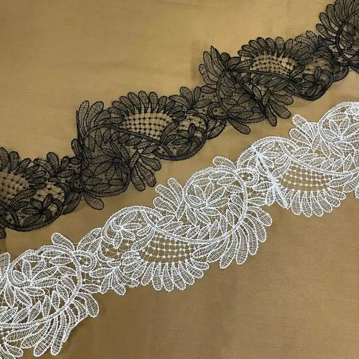 Decorative Leaf Pattern Lace Trim | Width 13.9cm (5.5 inches) 139mm | SKU-FML-36