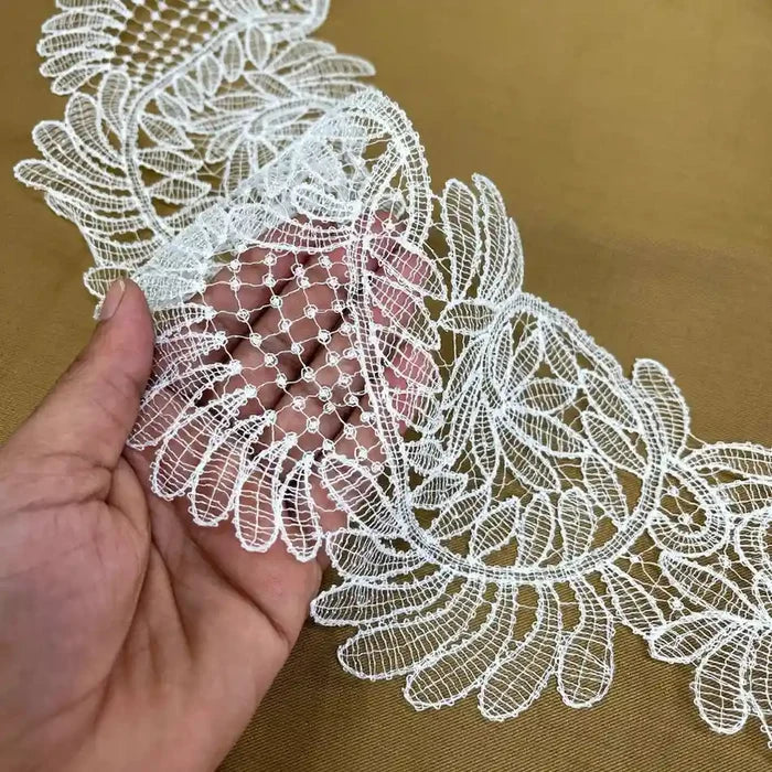 Decorative Leaf Pattern Lace Trim | Width 13.9cm (5.5 inches) 139mm | SKU-FML-36