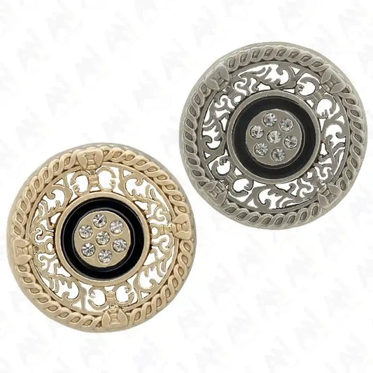 Set of 8 small decorative metal buttons with rhinestones by Ani Accessories, perfect for coats, sherwanis, and blazers.
