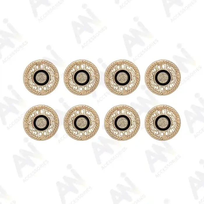 Set of 8 big metal buttons with rhinestones, durable and stylish for jackets, overcoats, and trench coats by Ani Accessories.