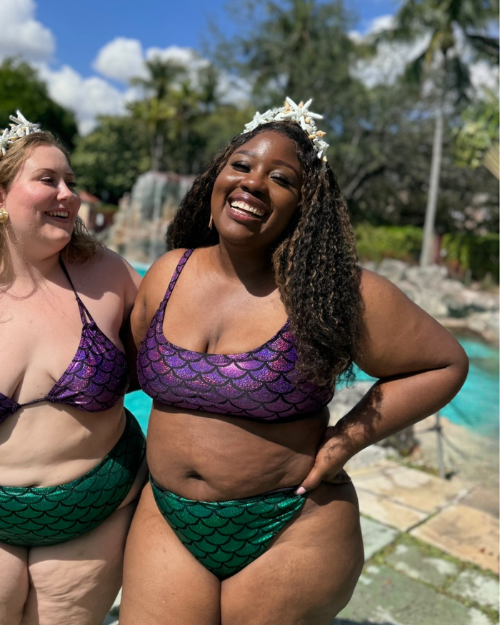 Deep Purple Mermaid Scoop Bikini Top